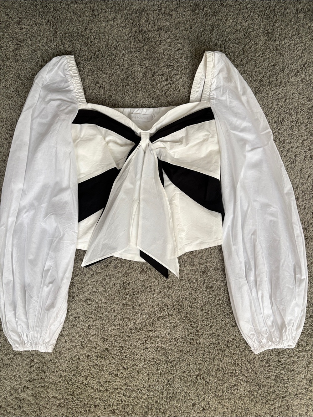 Anne Fontaine Black & White Long Sleeve Bow Top 38